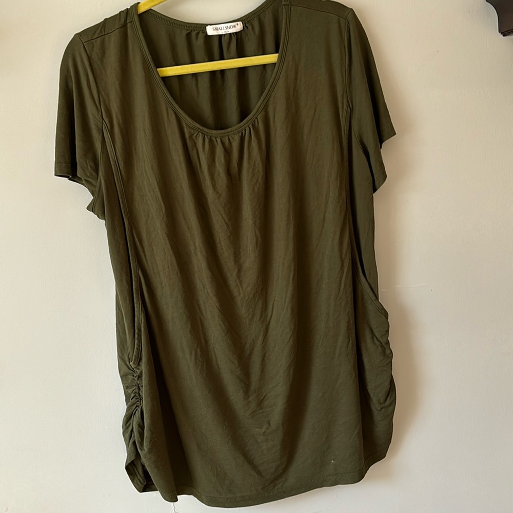 Smallshow XXL Olive Green Postpartum T-Shirt